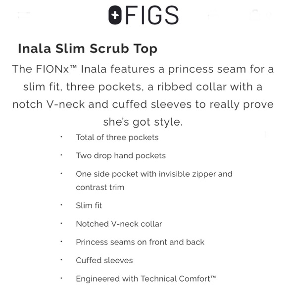 FIGS W20SW1032 Black Inala Slim Scrub Top Size M - Picture 15 of 15